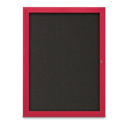 United Visual Products Slim Enclosed Corkboard, 18"x24", Satin Alum Frame/Burgundy UVEB1824-SATIN-DBURGU